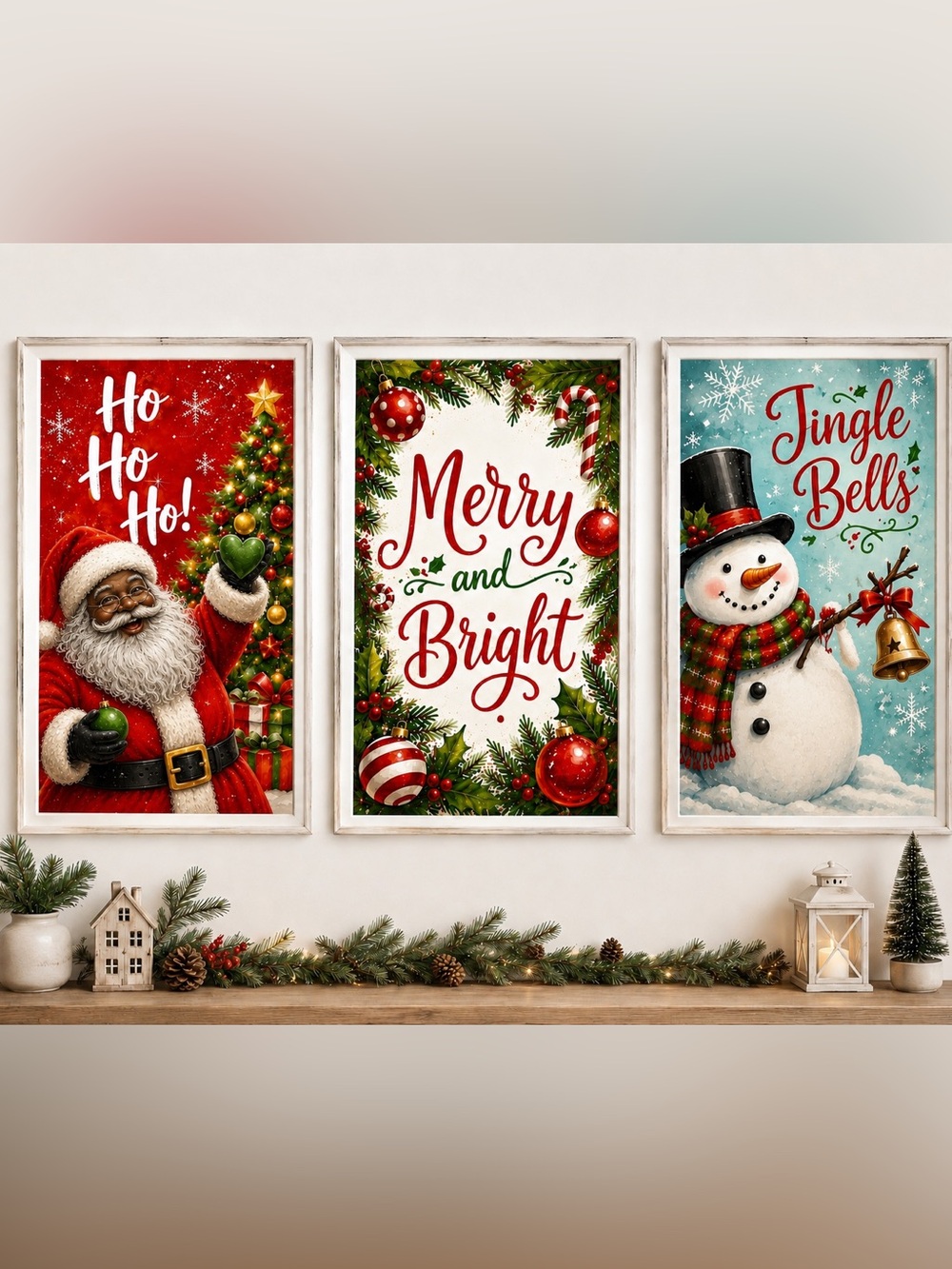 Holiday Christmas Art Prints - 3 | 8.5 x 11 | Unframed Seasonal Wall Décor